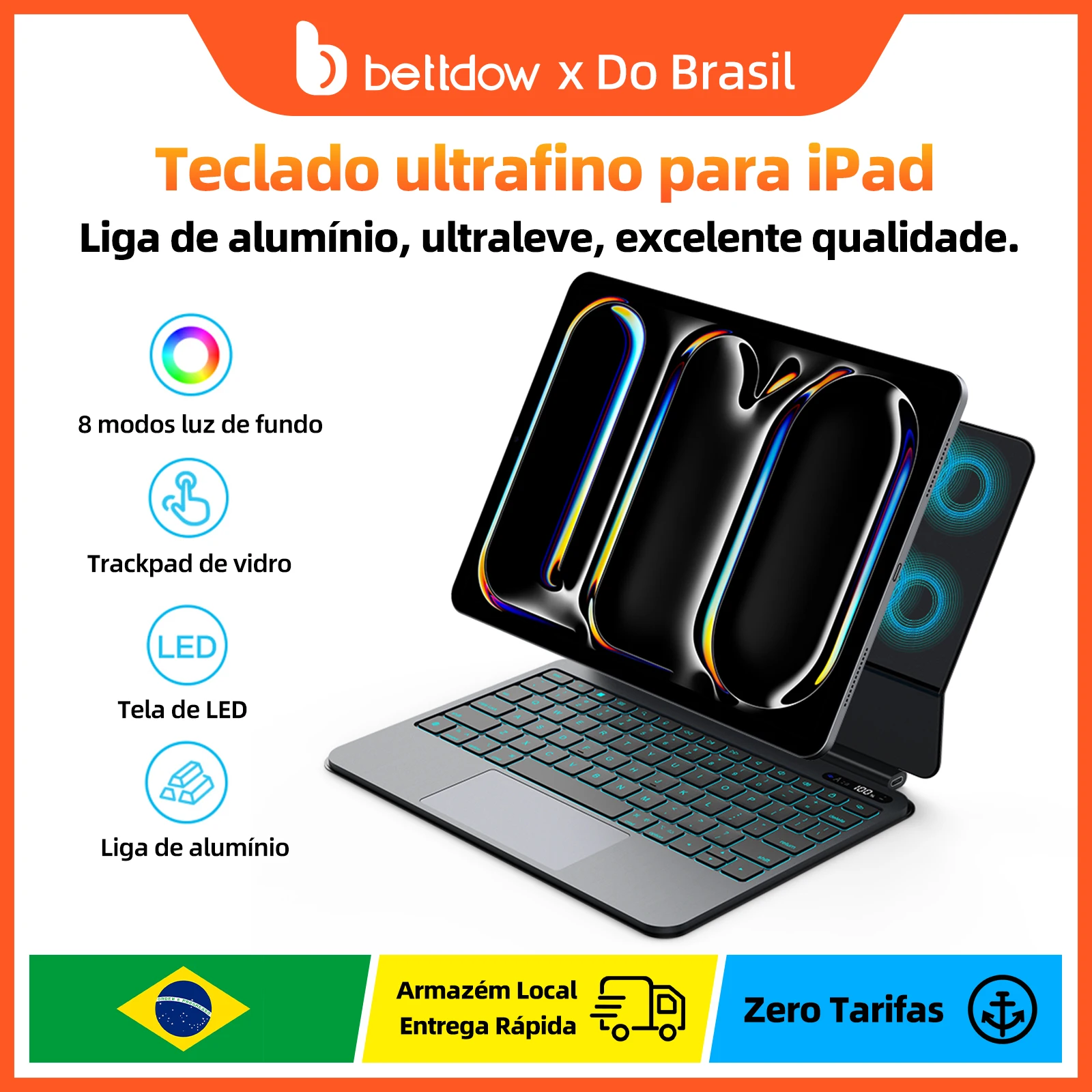 Bettdow Ultra Thin Magic Keyboard for iPad Pro 11 Air 11 M3/M2