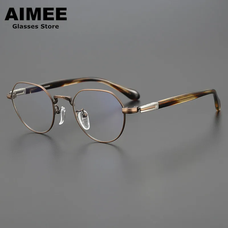 Japanese Handmade Titanium Ultralight Glasses Frame Men Women Retro Round Gold Wire Prescription Eyeglasses Optical Spectacles