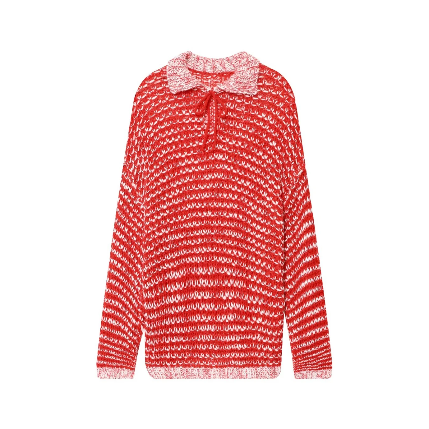 

Women's Polo-Neck Knit Sweater Spring/Fall Loose-Fit Relaxed-Style Sweater Designer Knit Outerwear with Unique Aesthetic