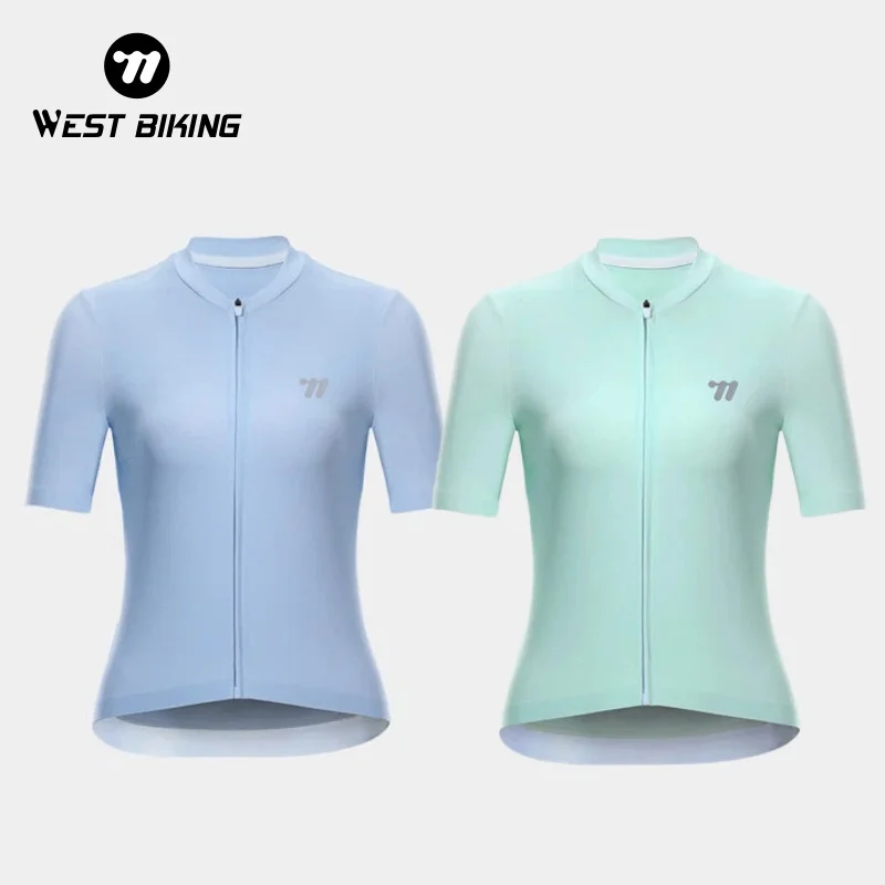 

WEST BIKING Women's Short Sleeve Cycling Jersey UPF50+ Sun Protection Breathable Reflective Bike Shirts Outdoor Sports Clothes