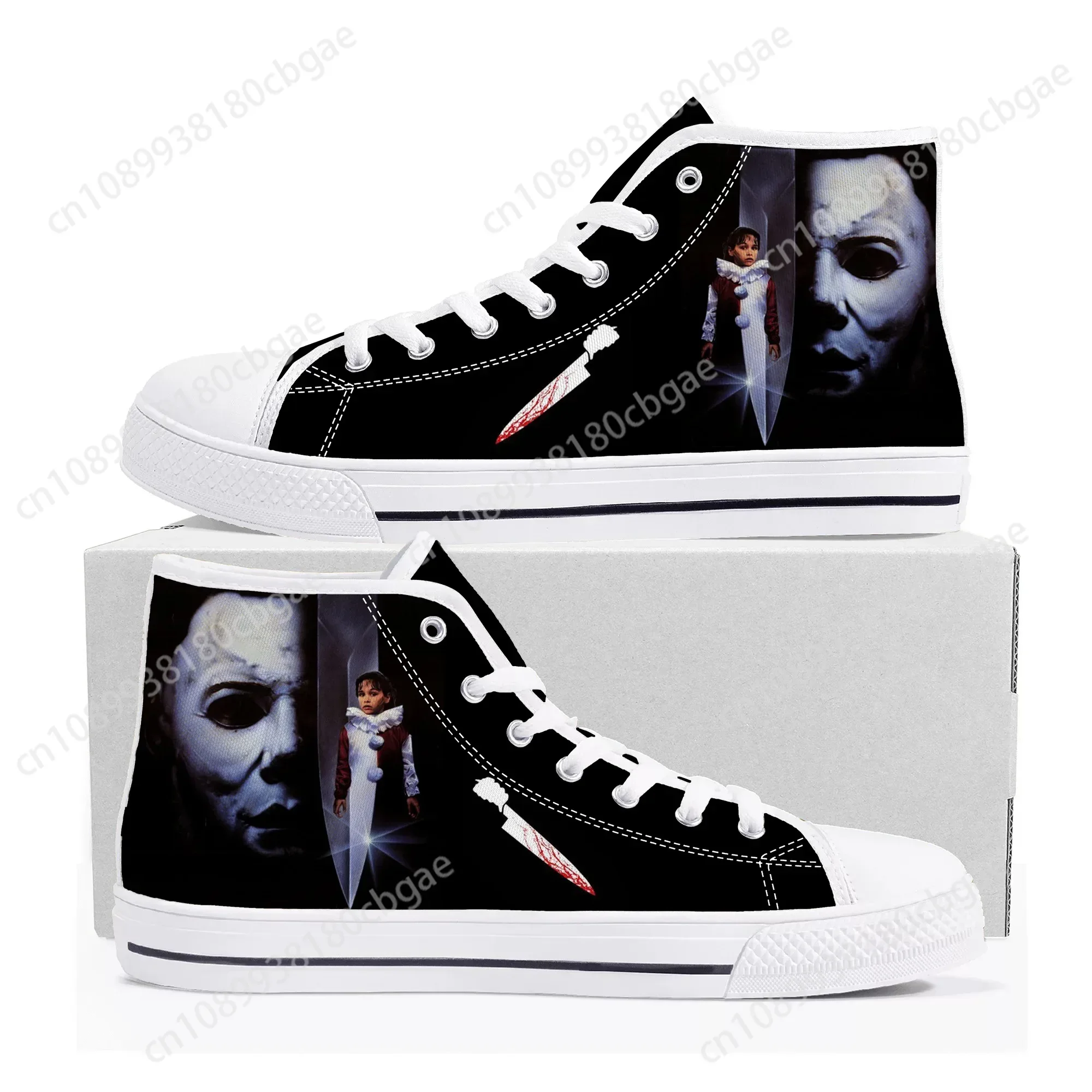 

Horror Halloween High Top Quality Shoes Michael Myers Mens Womens Teenager Canvas Sneaker Casual Couple Sneakers Custom Shoe