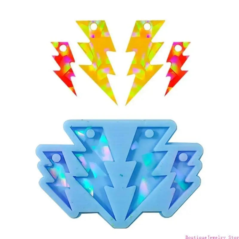 E1PE Shimmering Lightnings Mold Lightnings Earring Pendnat Silicone Mold Eye-Catching Jewelry Charm Epoxy Mold