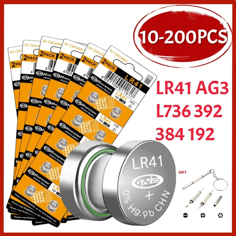 10-200Pcs LR41 Alka… - image