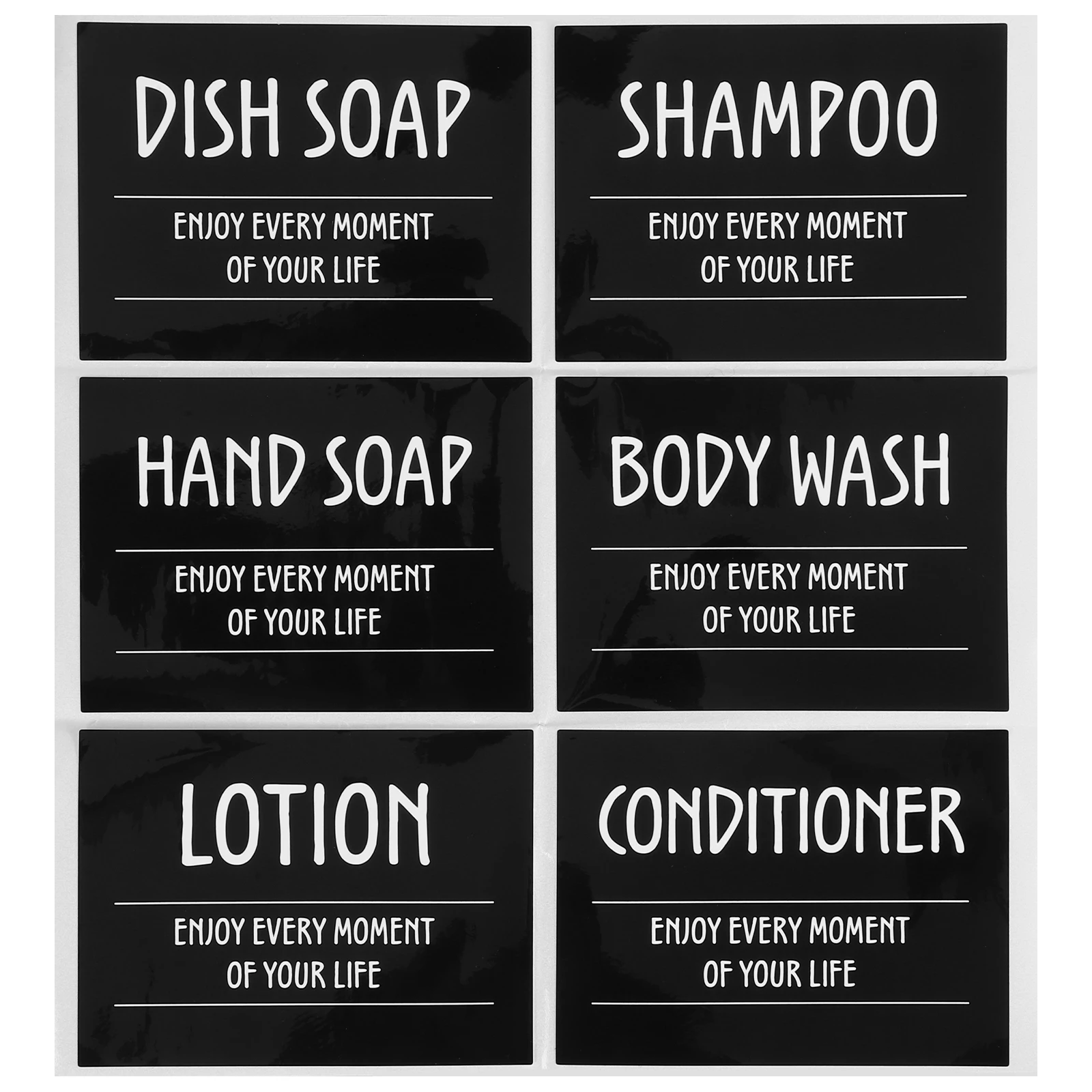 

6pcs Waterproof Pvc Self-Adhesive Sub Bottle Stickers Set For Bathroom Shampoo Dispenser Travel Toiletries Labels Easy Install