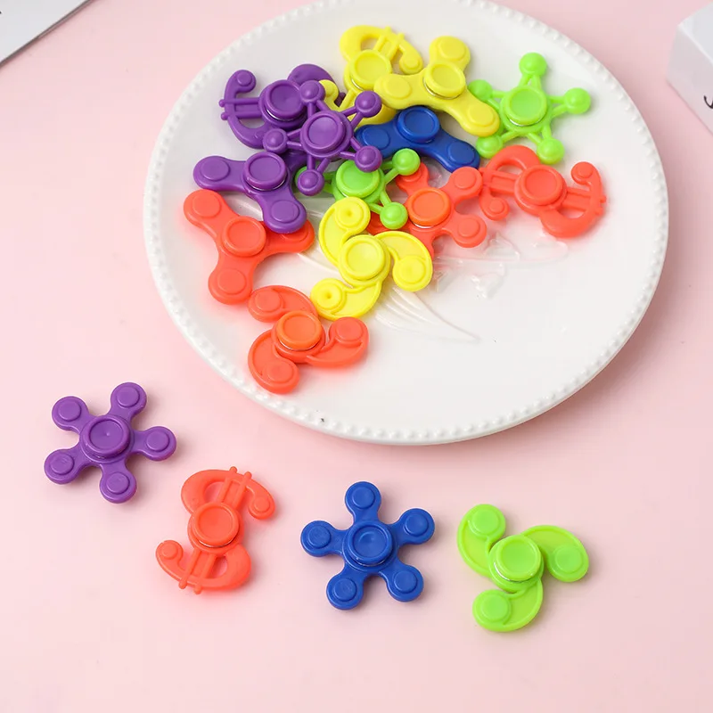 12pcs Mini Funny Fingertip Gyro Geometric Plastic Rotation Toys Kids Party Favor Treat School Guest Goodie Filler Birthday Gifts