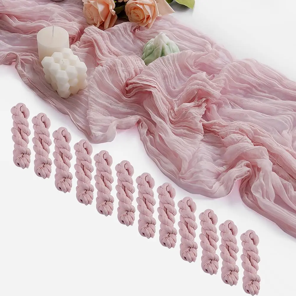 

8PCS Pink&purple Gauze Long Rustic Sheer Fall Christmas Cheese Cloth Table RunnerLuxury Tablecloth Birthday Party Decorations
