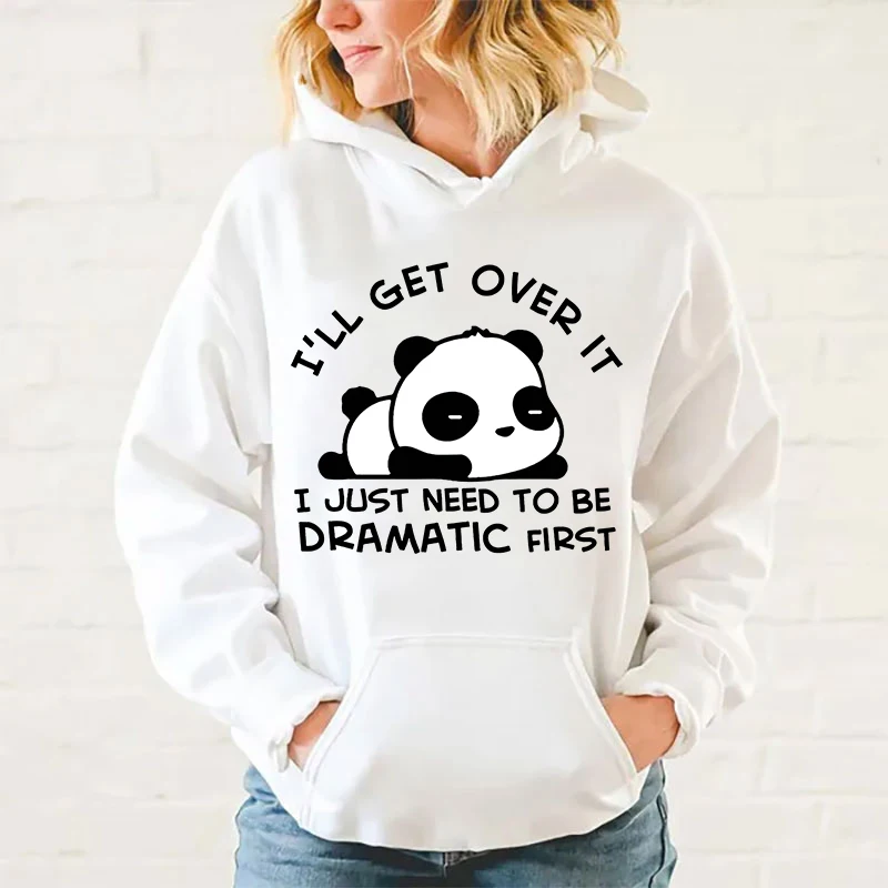 

New Men's Women'S Fashion Hoodies Cute Panda I'll Get Over It Printing Sweatshirt Unisex Long Sleeve Hoodies Casual Tops