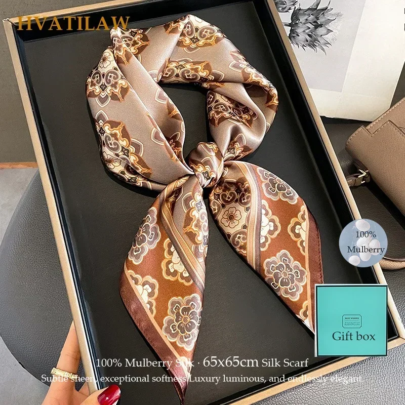 100% Silk Square Scarf Women Neck Bandana Luxury Scarves Female Summer Mulberry Silk Neckerchief Headkerchief Shawl Wrap Hijab