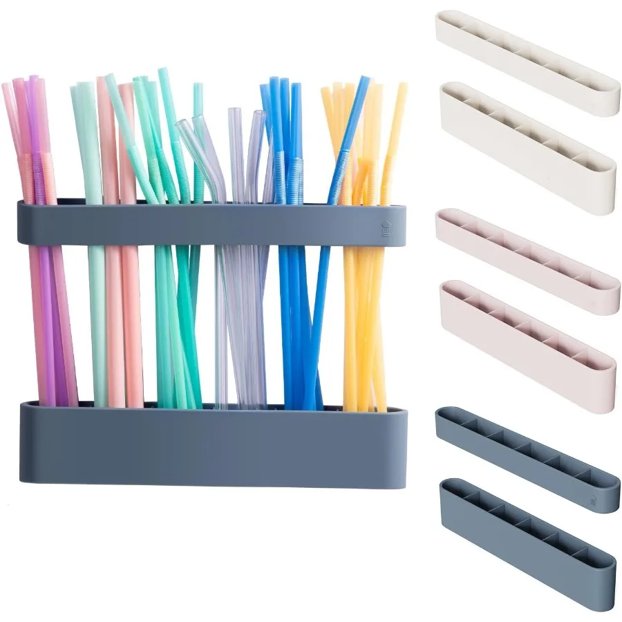 

Держатель для соломинки для шкафа Регулируемый держатель для соломинки Доступен клейкий и магнитный органайзер для соломинки многоразового использования для питья