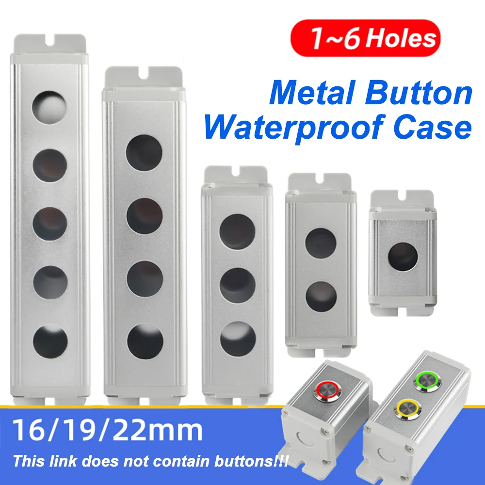 1 2 3 4 5 6 Hole Waterproof Aluminium Alloy Metal Push Button Switch Box with Outdoor Power Control Box 16mm/19mm/22mm Hole Size