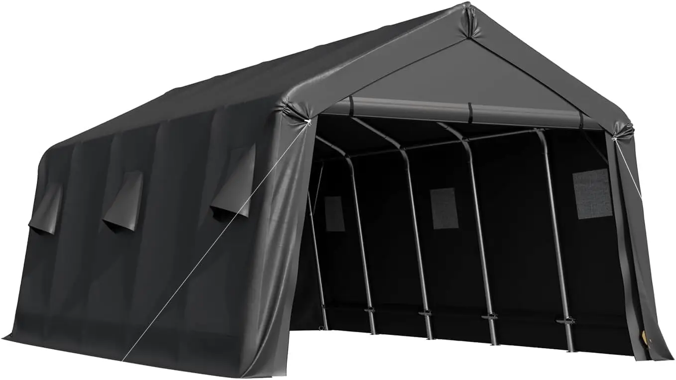 MELLCOM 13 X 20 FT Heavy Duty Carport Portable Garage All-Steel Metal Frame Vents Anti-Snow Car Canopy Storage Shelter Shed