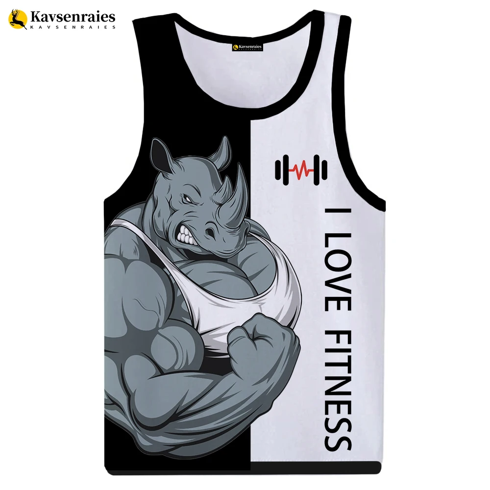 Tiger Love Fitness 3D Tank Tops Unisex Harajuku Streetwear GYM T-shirt Cartoon Animal Letter Print Tops Tees Sleeveless Vest