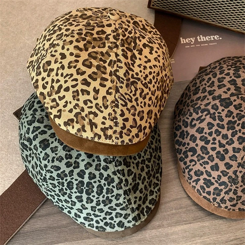 Leopard Print Newsboy Cap Trend Vintage Leopard Print Beret New Style for Spring Autumn Versatile Classic Painter Cap Streetwear