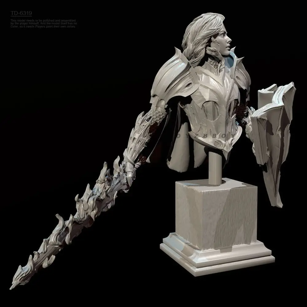 55mm 70mm Bust of A Female Knight Resin Bust Model Kit Unpainted and Unassembled Resin Bust Model Parts view 4