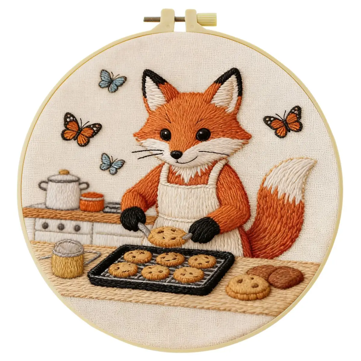1 Stück 20X20CM/15X15CM 7,87/6,3 Zoll Tier - Fuchs Stickerei Starter-Kit DIY-Kit DIY-Stickerei-Set Handarbeiten Nadelkunst – Detail 3