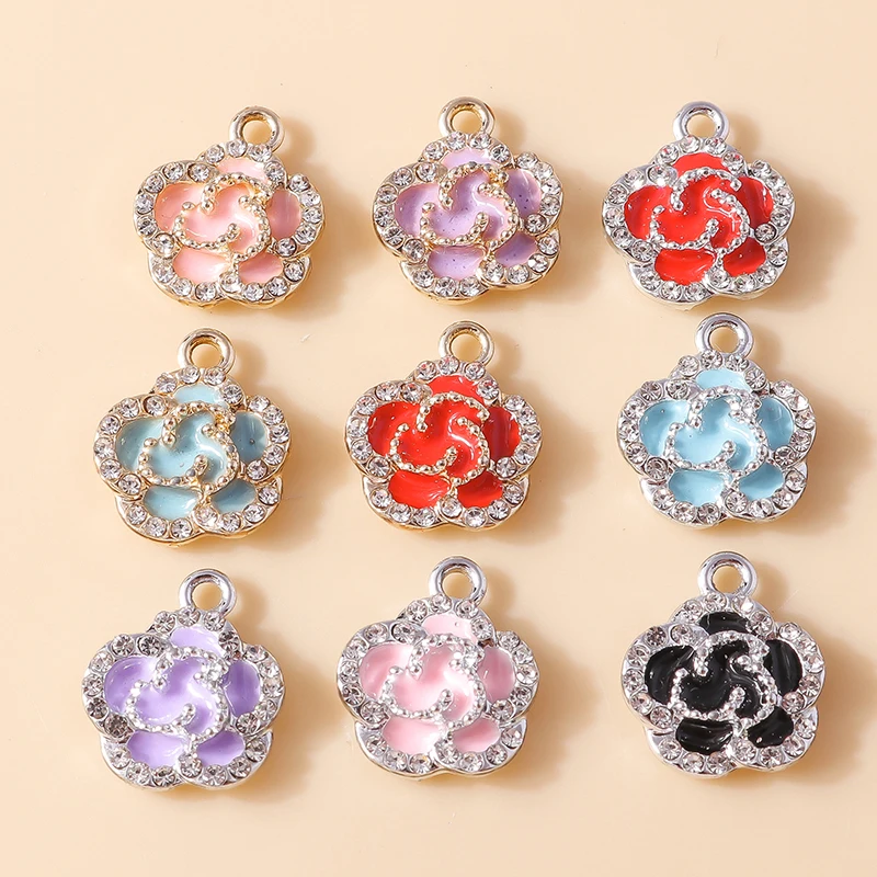 20 Stück 14x17mm Modische Kristallblumen-Anhänger für Schmuckherstellung, Ohrringe, Halsketten, Armbänder, Zubehör, DIY-Bastelarbeiten, Geschenk – Detail 2