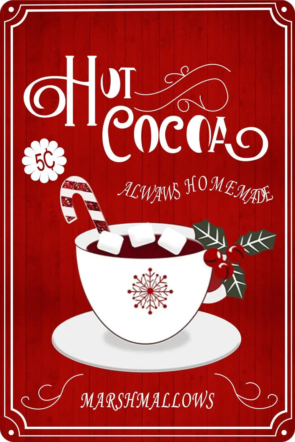 Christmas Signs Hot Cocoa Bar Metal Tin Sign Decor For Home Vintage Christmas Decor Coffee Cocoa Sign Hot Chocolate Bar Sign Wal