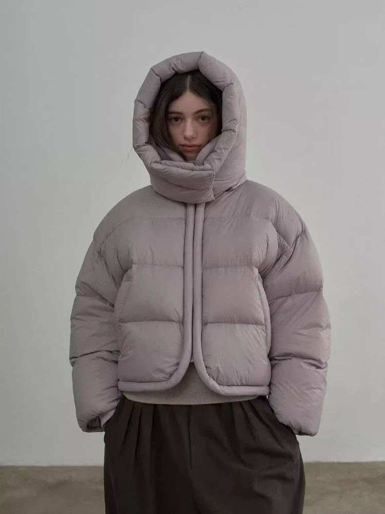 

American Y2K Parkas Women Vintage Harajuku Streetwear Warm Winter Puffy Coats Loose Hooded Long Sleeve Thick Bf Hip Hop Jacket