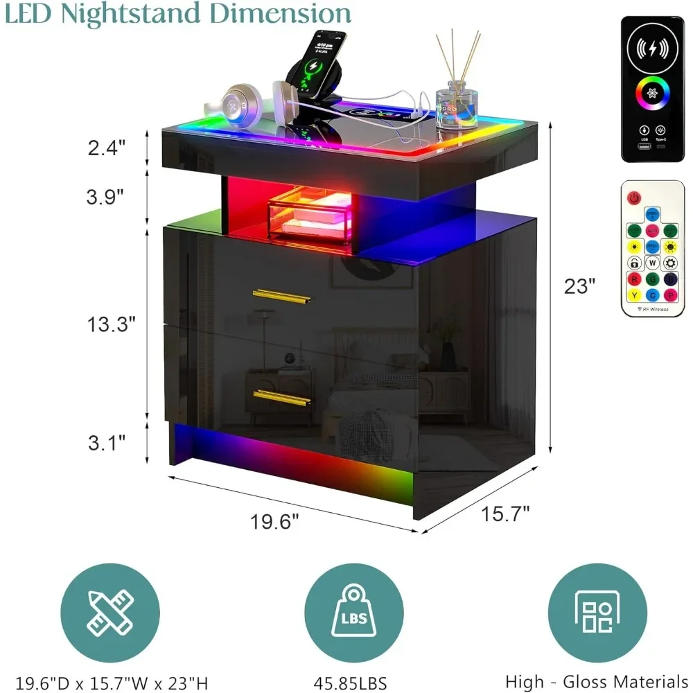Set di 2 comodini a LED