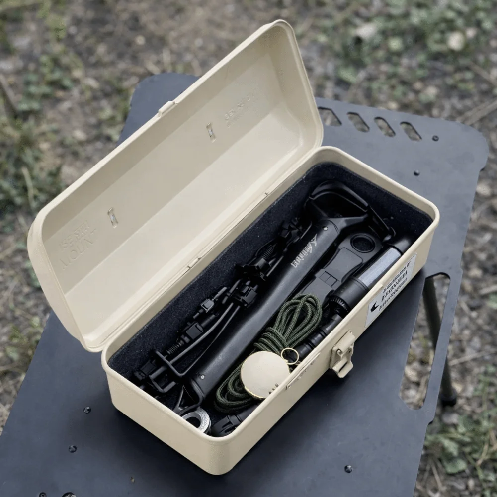Durable Iron Outdoor Tools Storage Box Sturdy With Handle Portable Storage Box Sundries Storage Box Outdoor