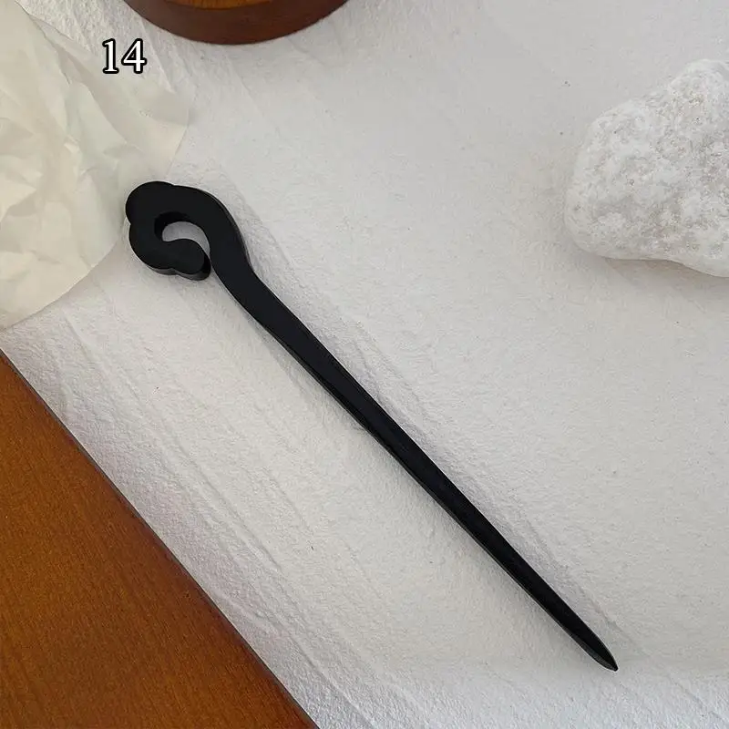 Traditionelle schwarze Haarstäbchen aus Holz im chinesischen Stil, Haarnadeln aus geschnitztem Holz, Haargabel, Retro-Haarstäbchen, handgefertigte Kopfbedeckung, Haarnadeln