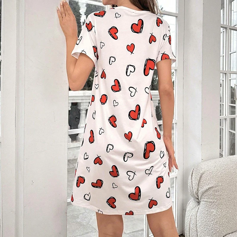 Women\'s Nightgown Short Sleeve Sleepwear Soft Comfy Nightdress Short Sleeve Nightshirt Home Clothing Ladies Loungewear Nightwear