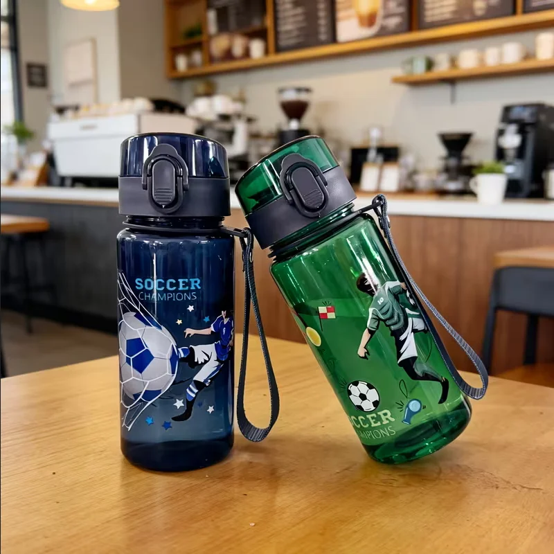 Cute Water Bottle with Carrying Strap, Direct-Drink Cup with Pop-Up Lid and Handle, Leak-Proof Portable Water Bottle 400ml view 5