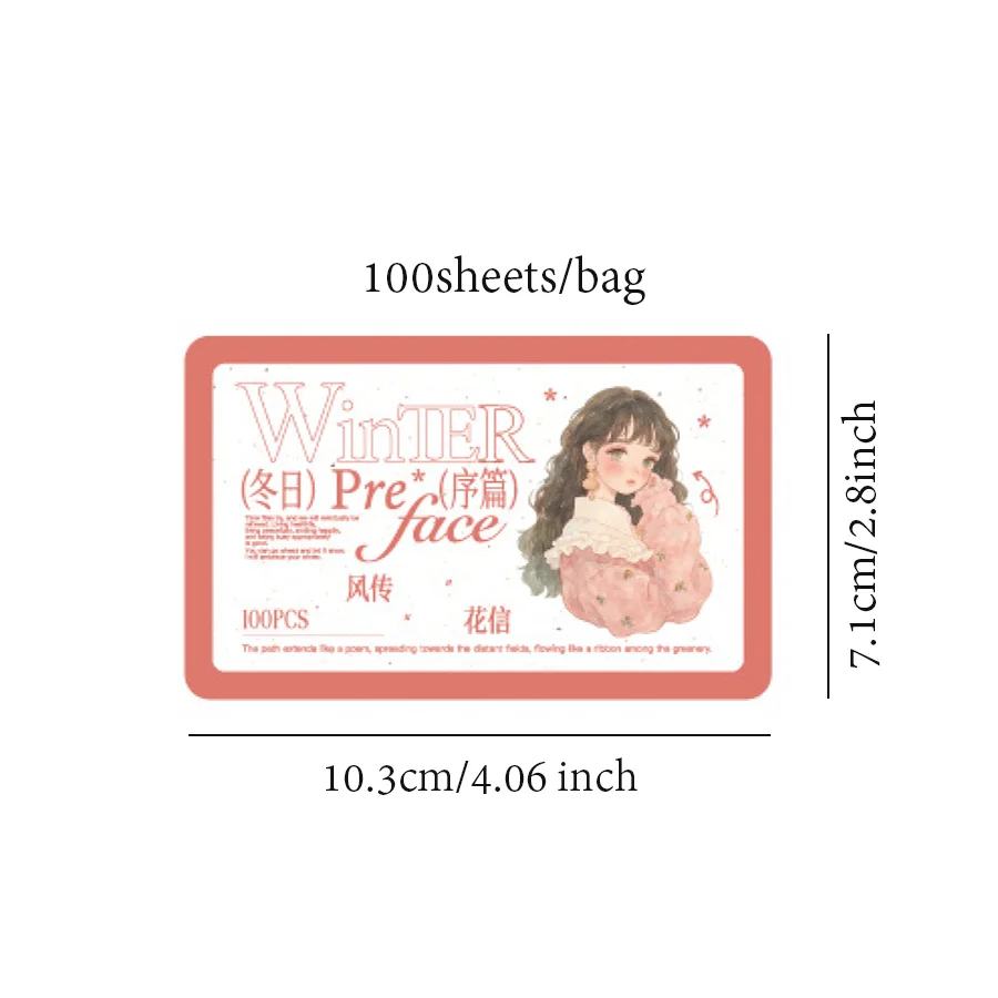Mr. Paper 100Pcs/bag Winter Prelude Series Character Boxed Stickers DIY Handbook Material Decorative Stickers