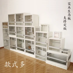 Squirrel Dragon Cat Dog Cat Iron Cage Wooden Cabinet Cage Ecological Board Ice Nest Stainless Steel Net Villa Non-acrylic Cage