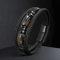 Bracelet en Cuir et Pierre Naturelle pour Homme et Femme, Bijoux en Perles Boho Ajustables Faits à la Main, Commande en Gros 4