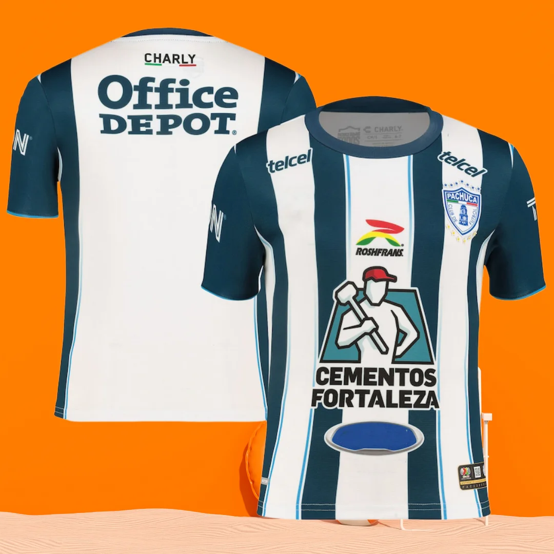 Camiseta Retro de Fútbol C.F. Pachuca Charly 2026, Ropa Deportiva Transpirable de Secado Rápido para Niños y Niñas, Tops Deportivos, Camisetas Familiares para Niños