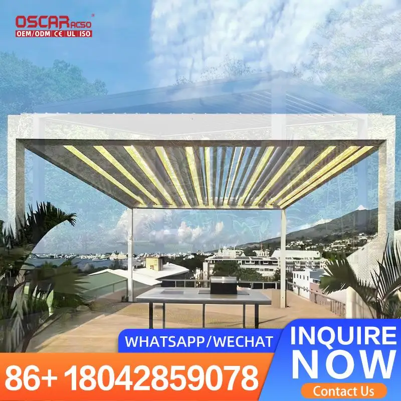 

Multiple Scenarios Manual & Motorized Retractable Louvered for Garden Pavilion Ideal for Backyards and Patios Pergola