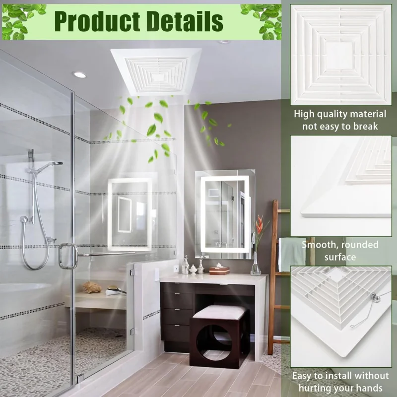 스프링이 있는 욕실 배기 팬 커버 9인치, 흰색 천장 또는 벽걸이형