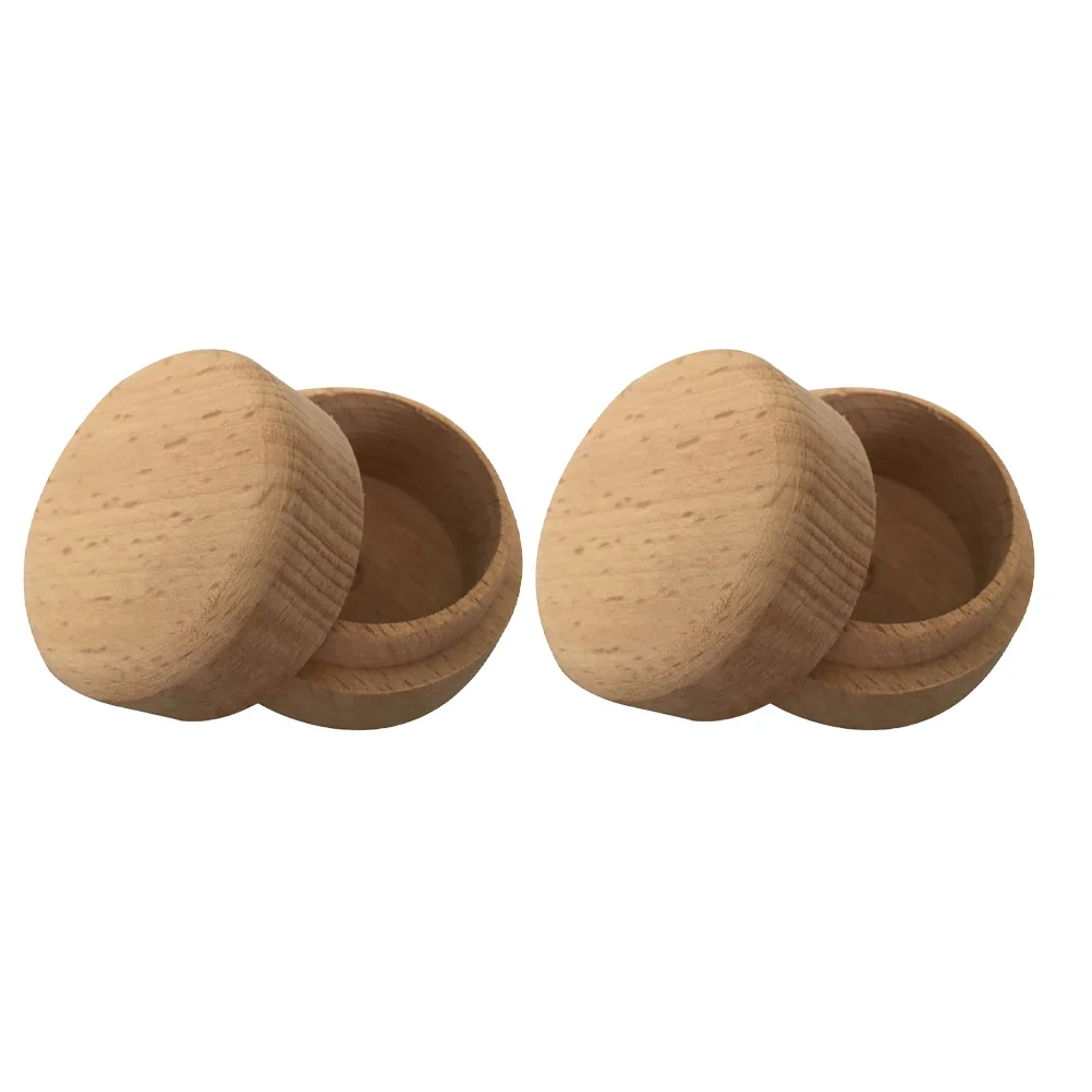 2Pcs Wood Jewelry Boxes Mini Round Storage Case for Rings Earrings Wedding Ring Storage Gift Box Decoration Wood Ring Box