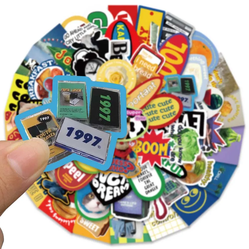 10/30/60pcs Ins Retro Cartoon Vintage Stickers Korea Style Cute Decoration DIY Laptop  Motorcycle Phone Fridge Graffiti Kids Toy