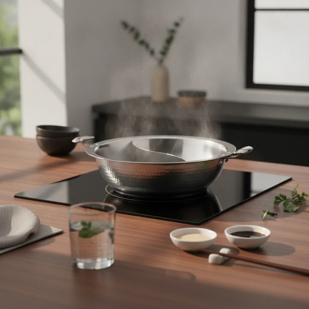 Stainless Steel Dual Divided Hot Pot Round Split Pot Cookware Warp Resistant Induction Ready Gas Stove Compatible