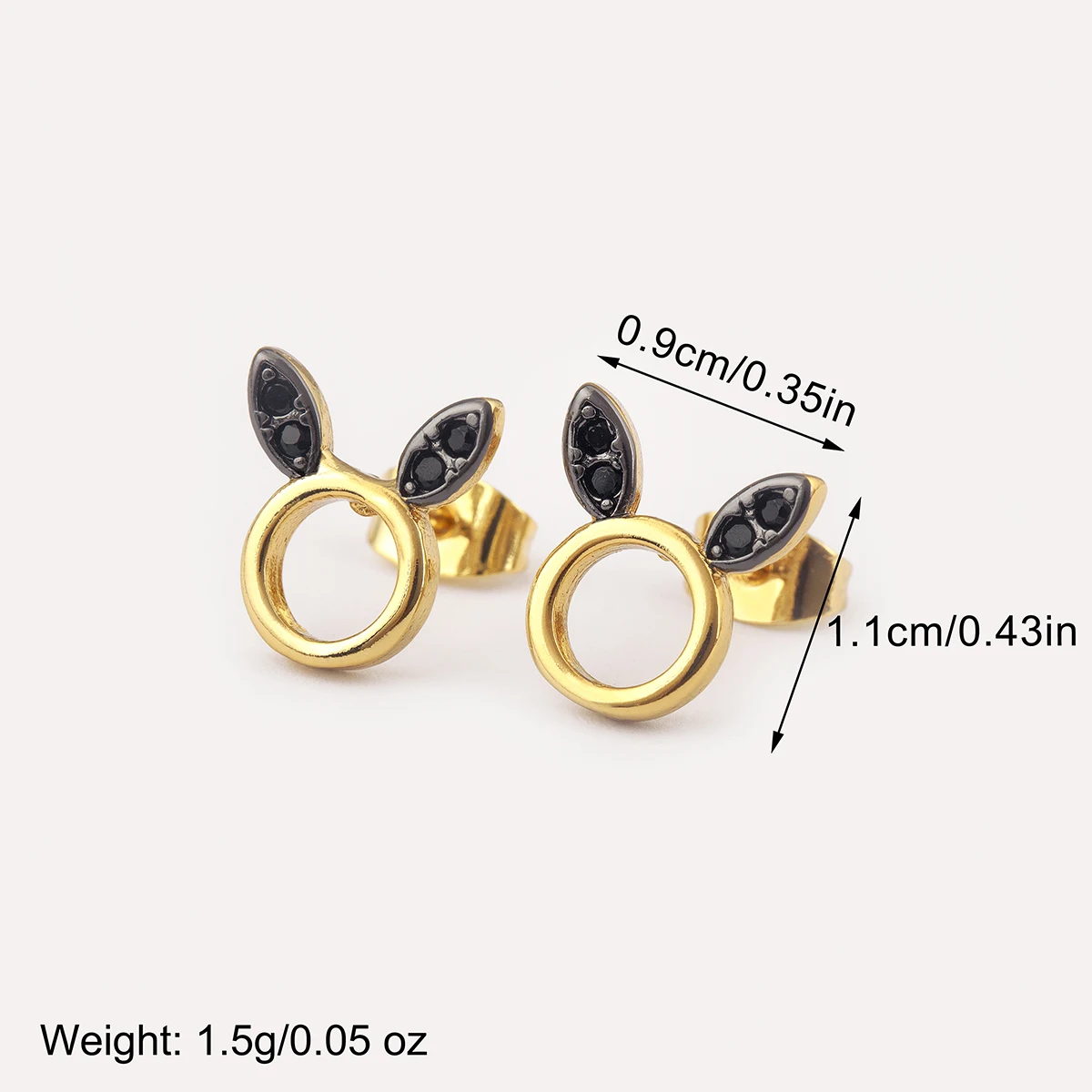 Nidin Hot Sale Heart/Star/Bone/Butterfly Shape Inlaid Black Zircon Stud Earrings For Women Girls Ear Jewelry Birthday Party Gift