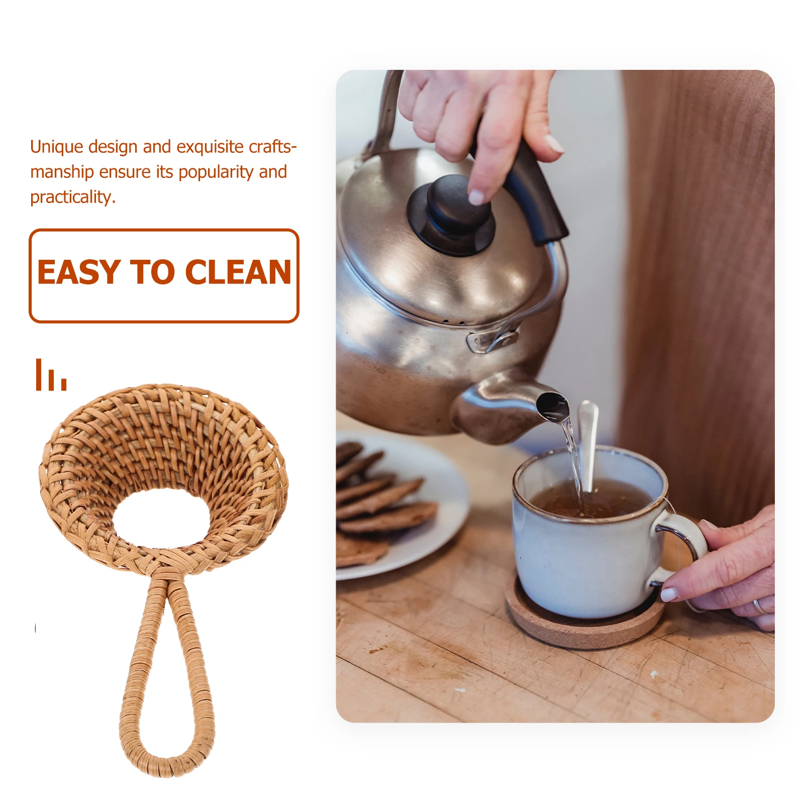 

Strainer with Handle Rattan Infuser for Loose Leaf Kung Fu Filter Household Use Ergonomic Design Wear Resistant Natural