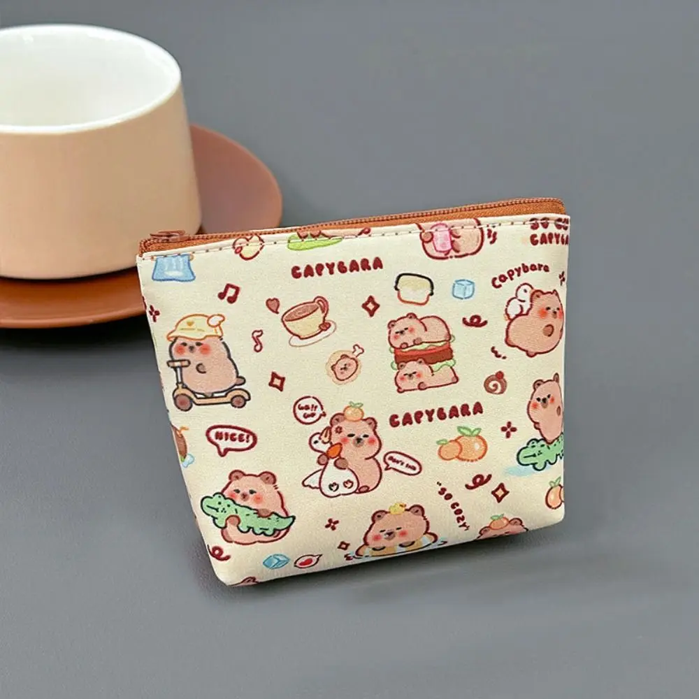 Capybara monedero con cremallera, monedero de lona, funda protectora para auriculares, estuche de viaje