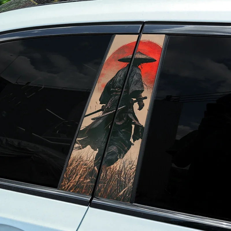 1PC JDM Samurai Car Stickers Auto B Pillar Waterproof Decoration Cover Scratches DIY Car Doors Pillar Sunscreen PET Decals