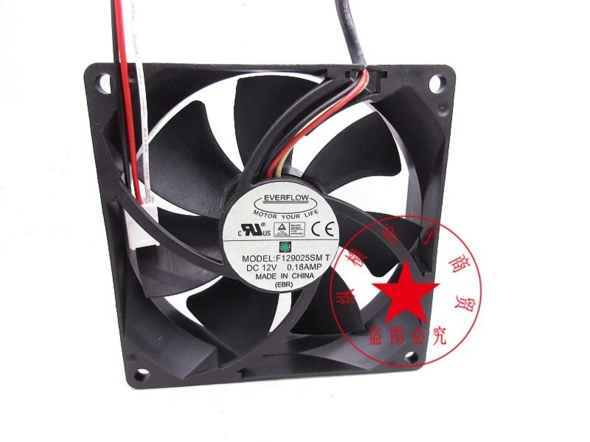 For EVERFLOW F129025SMT DC12V 0.18A 9CM 3-wire cooling fan