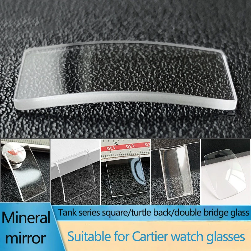 Square Mineral Glass For CARTIER Tank Santos series mirror turtle back/double bridge/Single bridge High Definition Watch Lens