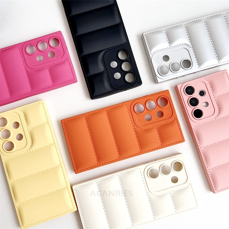 A 15 25 35 55 Candy Color Down Jacket Case For Samsung Galaxy A15 A25 A35 A55 A14 A24 A34 A54 5g A52 A32 A51 Silicone Soft Cover