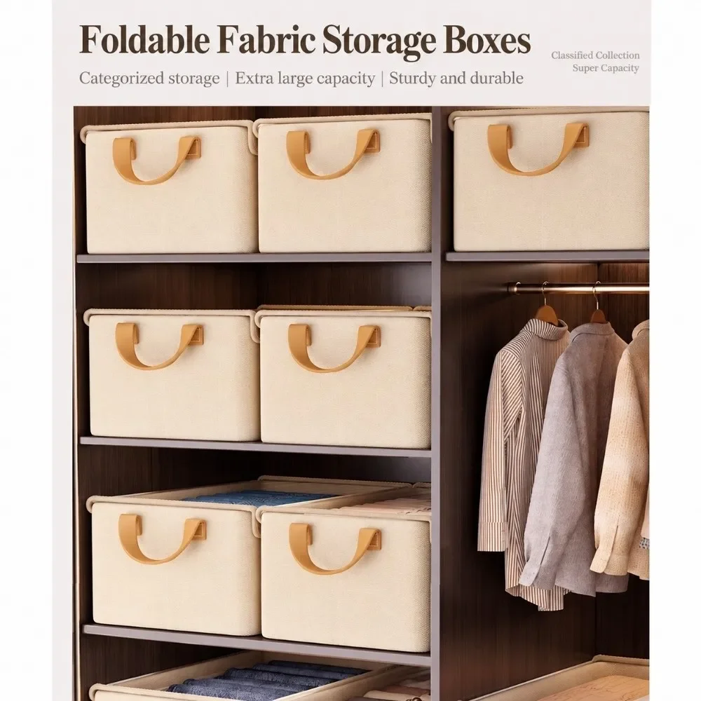 Versatile Foldable Clothes Storage Box Stackable Washable Storage Bin with Handle with Cover Clothes Organizer Home Use 3