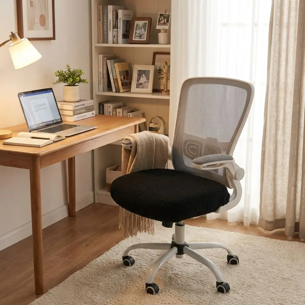Cozy Plush Office Chair Covers Washable Anti-Slip Chair Seat Protector Stretch Thickened Computer Chair Seat Hotel