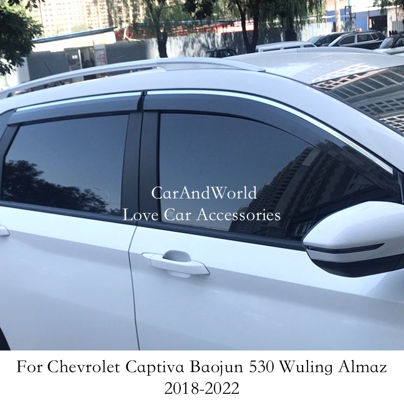 Car Window Visors Cover Sun Rain Shield Deflectors Awning Protector Trim Exterior Smoke Guard For Chevrolet Captiva Wuling Almaz