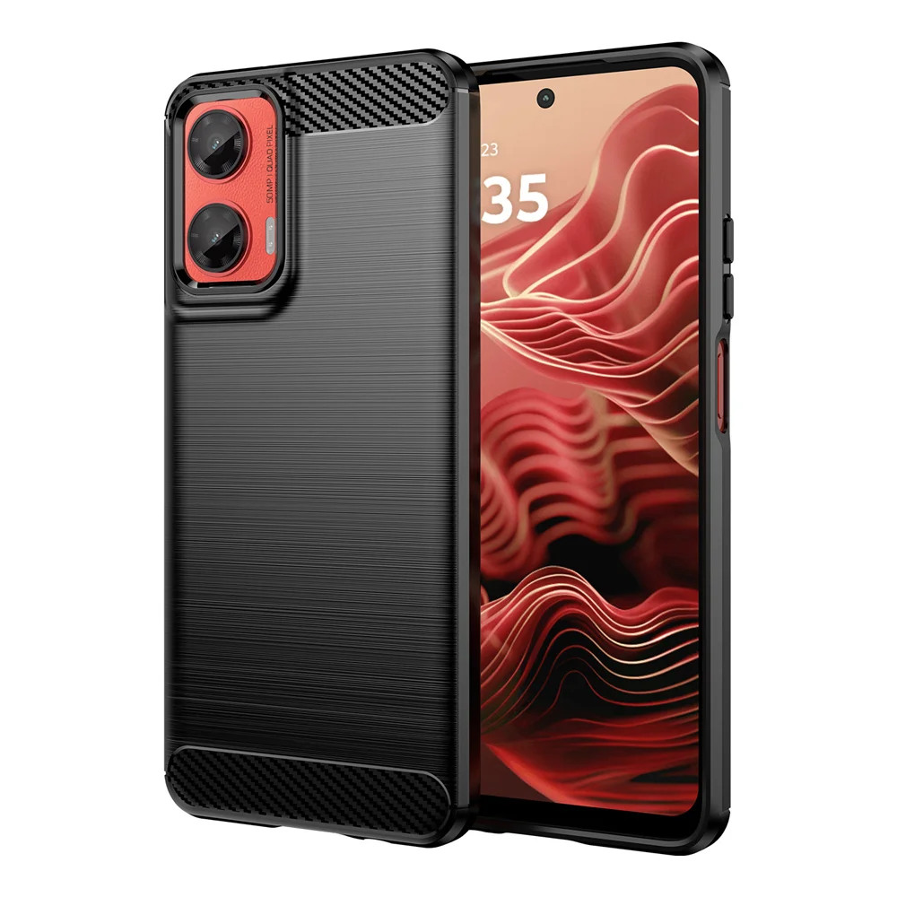 لموتورولا موتو G35 5G الفاخرة ألياف الكربون الجلد كامل لينة غطاء سيليكون الحال بالنسبة MotoG35 G 35 الحالات الهاتف