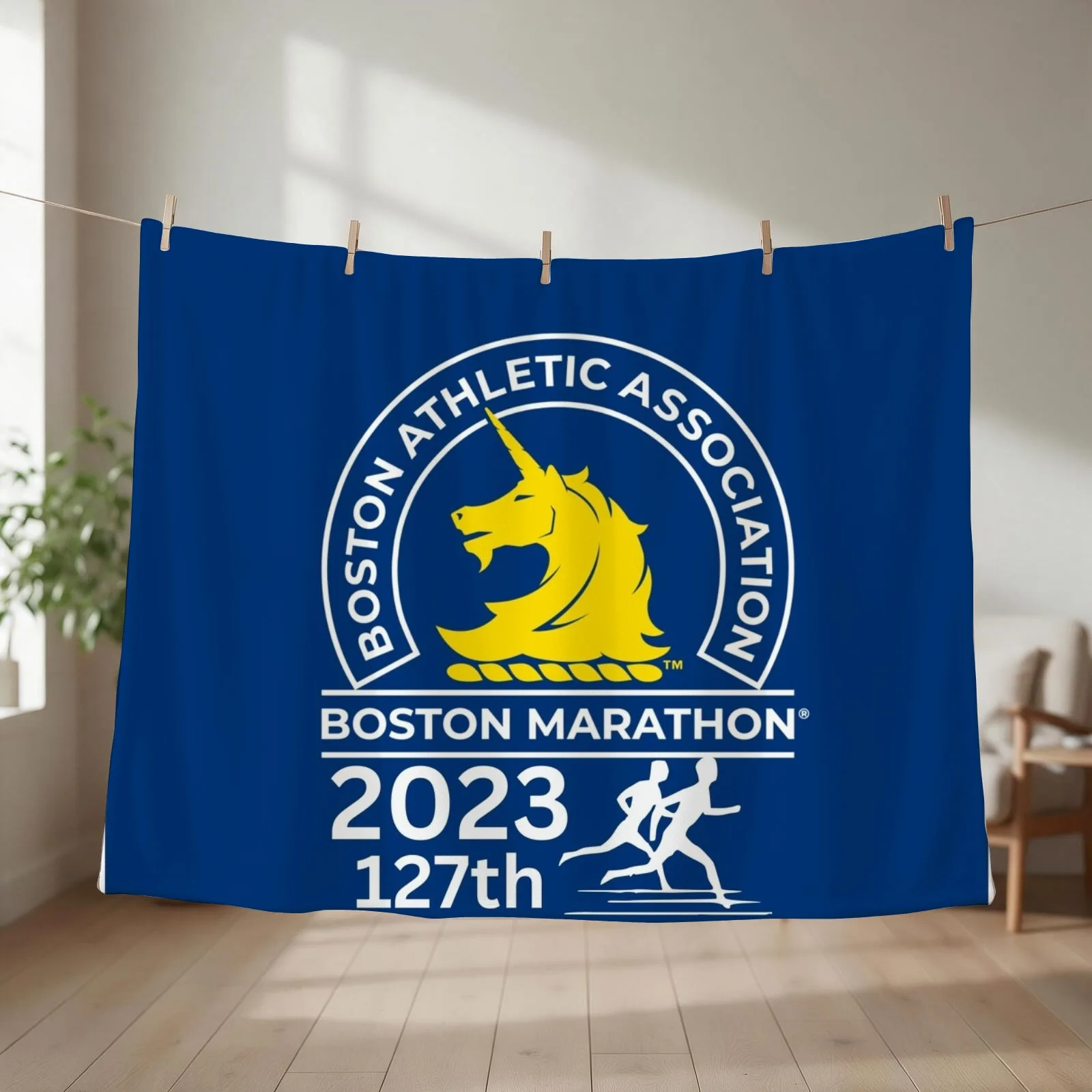 Boston Marathon 2023 Throw Blanket couch cozy soft plush fuzzy picnic outdoor blanket