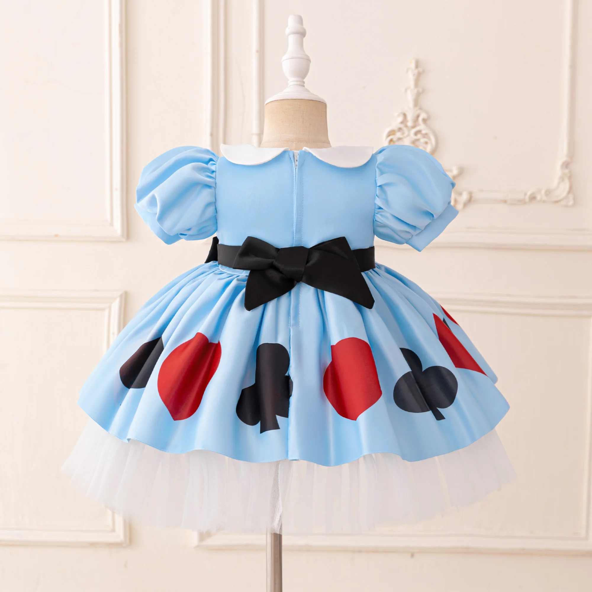 Girl Alice Maid Costume Lolita Wonderland Alice 1st Birthday Princess Dress Halloween Carnival Masquerade Blue Party Kids Clothe