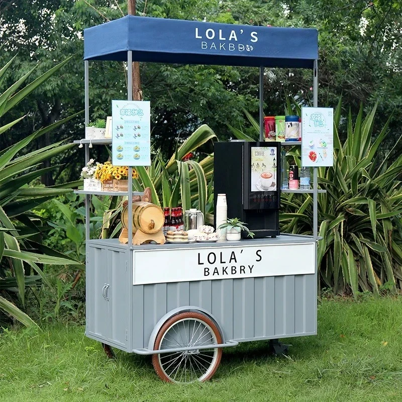 Night market shopping mall hand push stall car snack sales car exhibition mobile coffee cart scenic creative publicity car